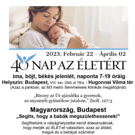 Budapest mellett Debrecenben is megszervezik az idei abortusz elleni imamozgalmat