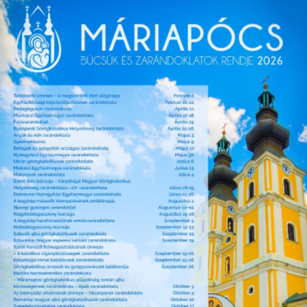 Máriapócsi búcsúk és zarándoklatok rendje 2026